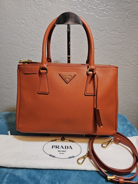 Prada Handbags - #43529-Prada Galleria PM bright orange Width-12inch Height-8